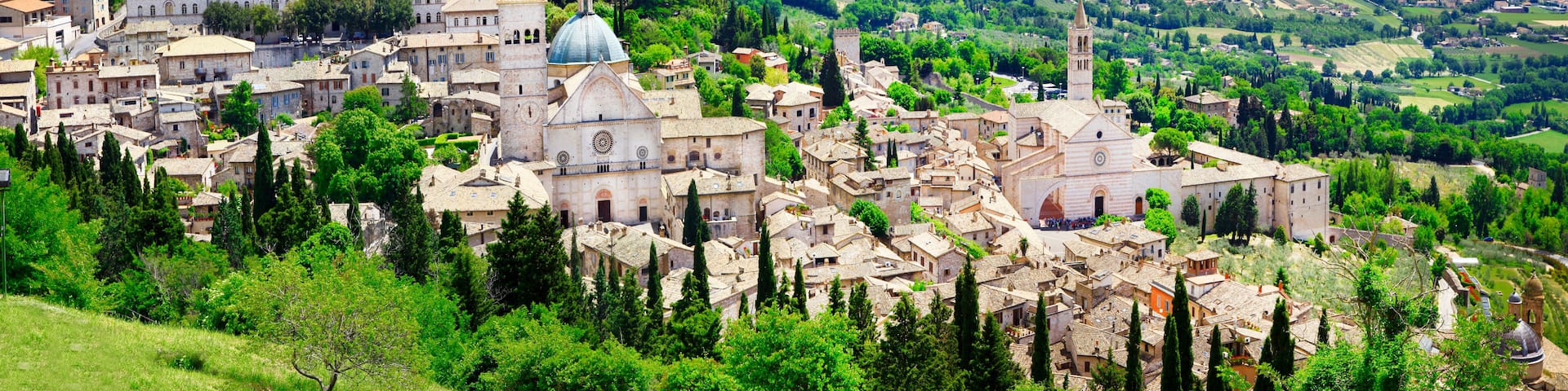 panorama of Assisi - religious center of medieval Umbria, Italy