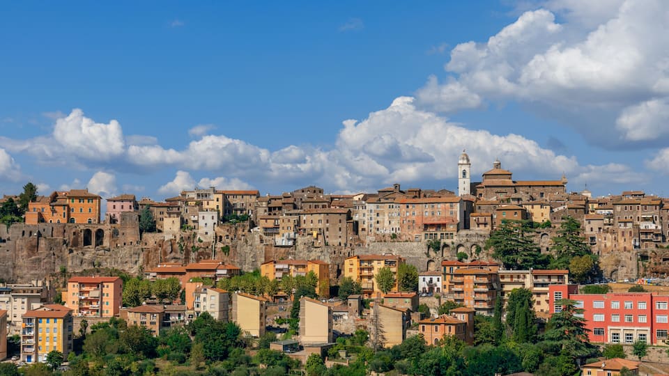 Beautiful panoramic view of the city of Orte in Umbria, Italy. Summer