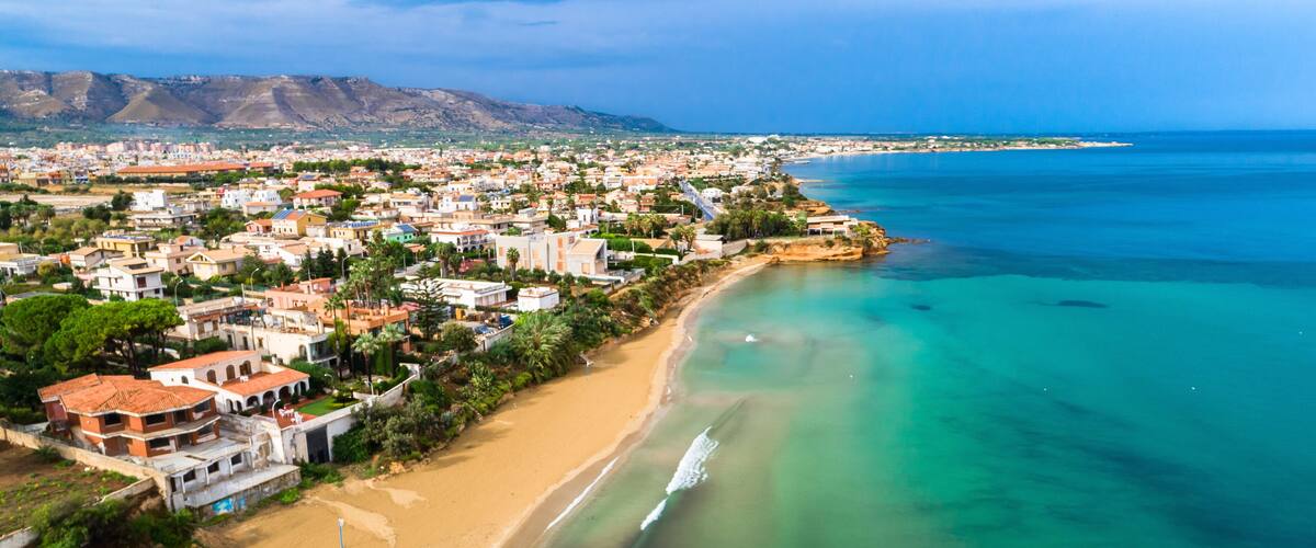 Aerial view. Avola, Province of Syracuse, Sicily, Italy