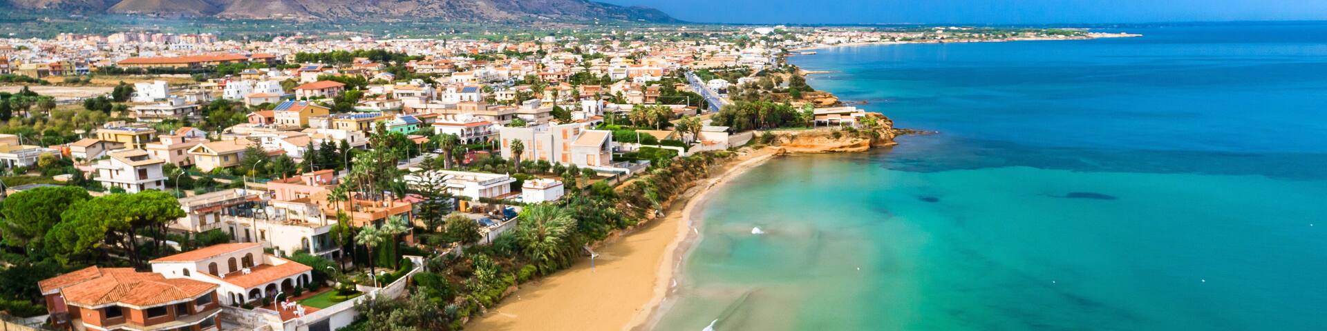 Aerial view. Avola, Province of Syracuse, Sicily, Italy