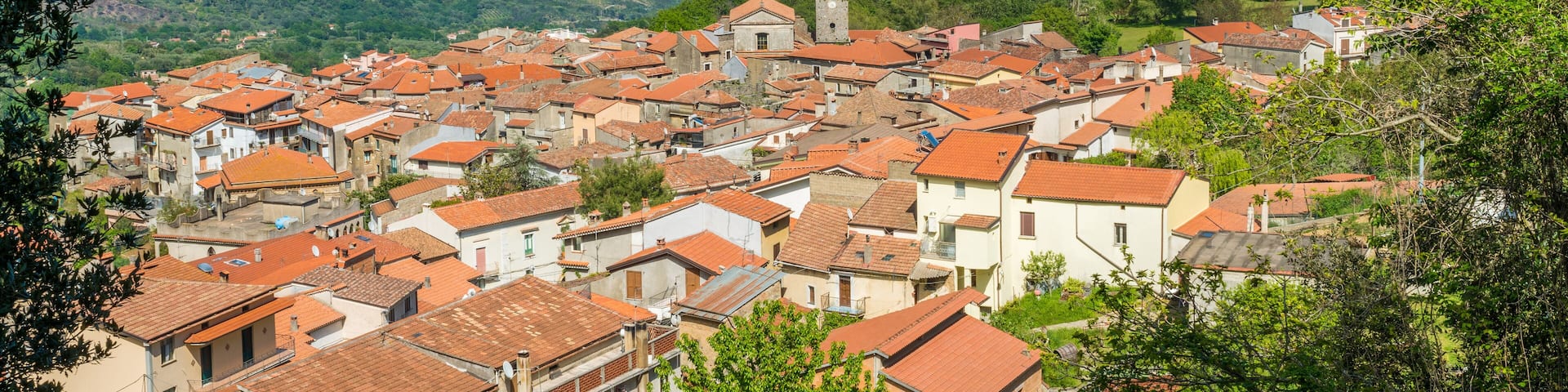 Panoramic view of San Giovanni a Piro, Province of Salerno, Campania, southern Italy.