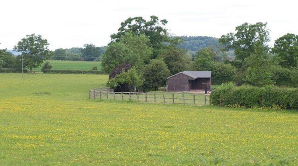 Barn near Hartpury The barn adjoins a meadow at the southern edge of the square. Taken from footpath GHA/18/1; the meadow is crossed by no fewer than four footpaths.