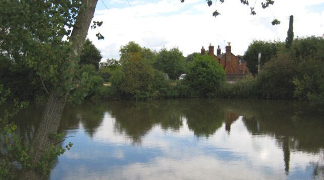 Roadside lake at Waters Meet The A417 cuts through behind the car park.