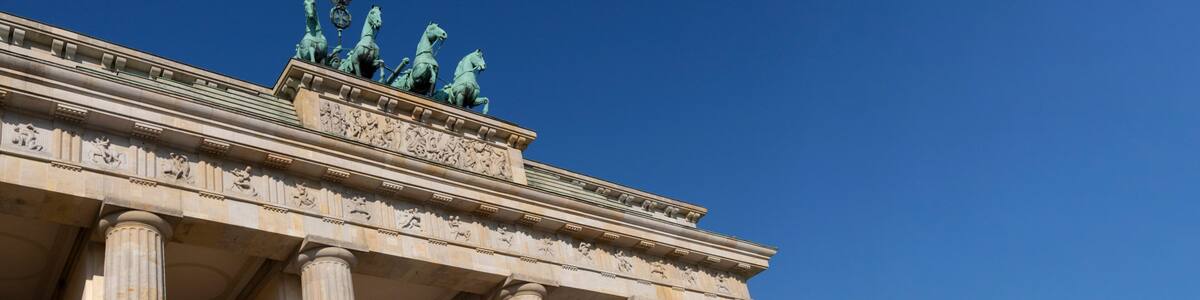 Brandenburg gate at sunset Berlin, Germany Europe.