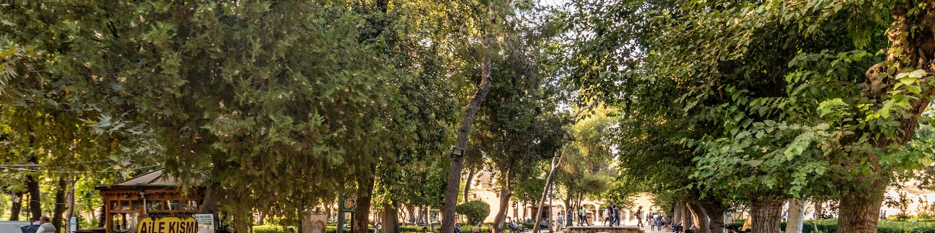 SANLIURFA, TURKEY - SEPTEMBER 22, 2022: Water channel in Golbasi Park in Sanliurfa, Turkey