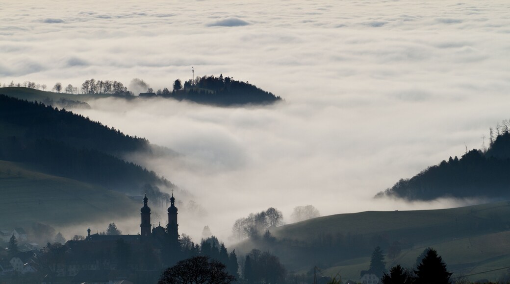St. Peter in black forest, Germany, above clouds