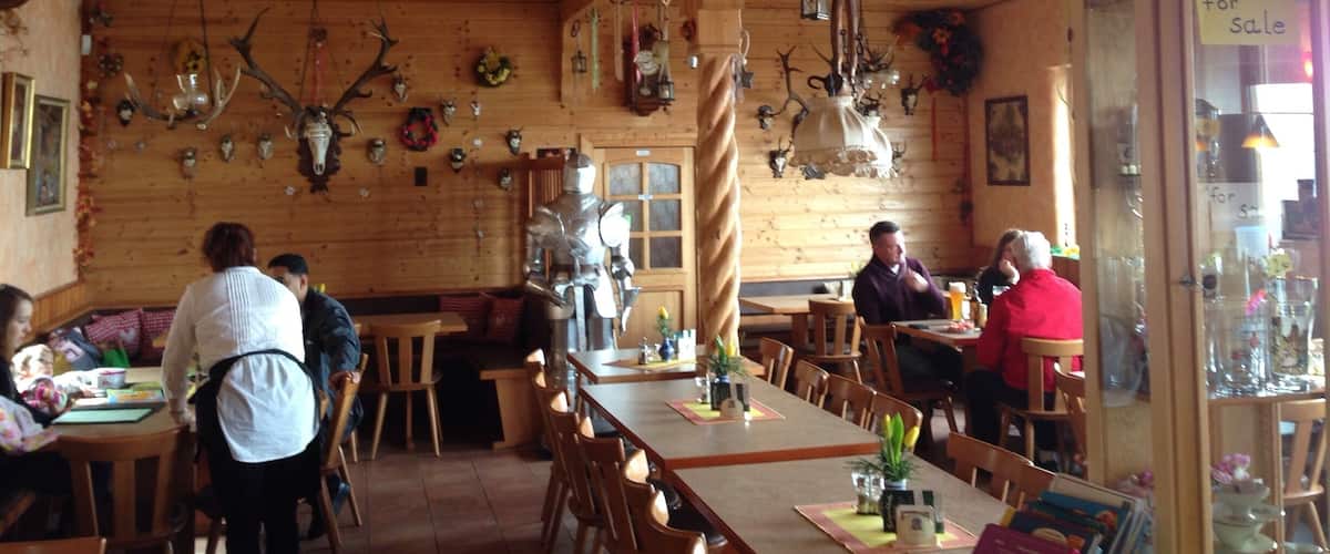The castle on the hill over Landstuhl has a lovely little restaurant on the edge of the property with an outside patio overlooking the view down to the city. Delicious food, beer and other drinks, very friendly place for refreshment after the hike up to the castle!
