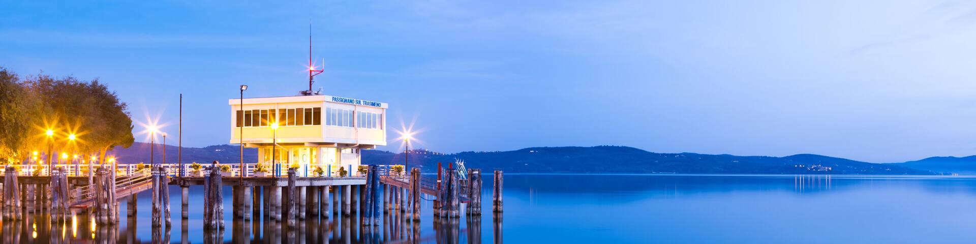 Pier with Ticket boarding islands Lake Trasimeno
