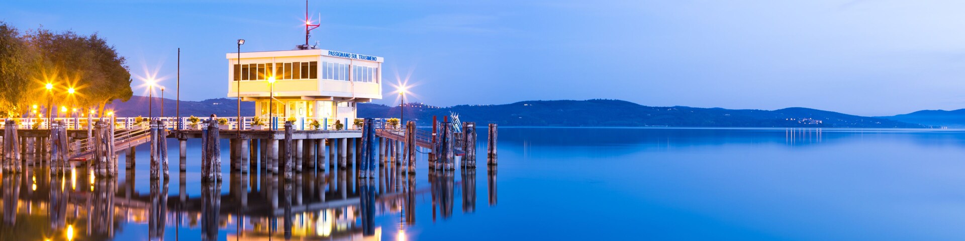 Pier with Ticket boarding islands Lake Trasimeno