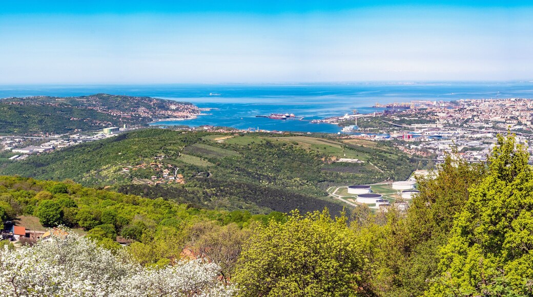 Panoramic view from castle Socerb to city Muggia and Triest