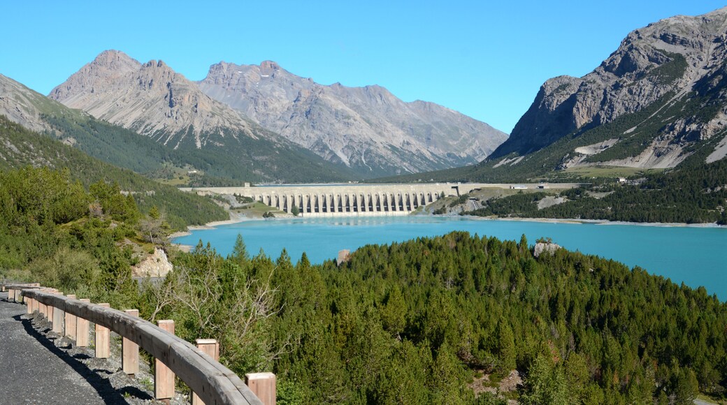 Lake Cancano is an artificial water basin adjacent to Lake San Giacomo near Bormio. The Cancano dam is an engineering project to produce hydroelectric energy.