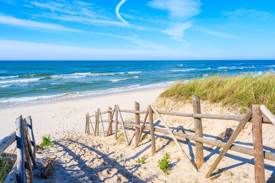 Path to beach in Bialogora village, Baltic Sea, Poland; Shutterstock ID 529006915