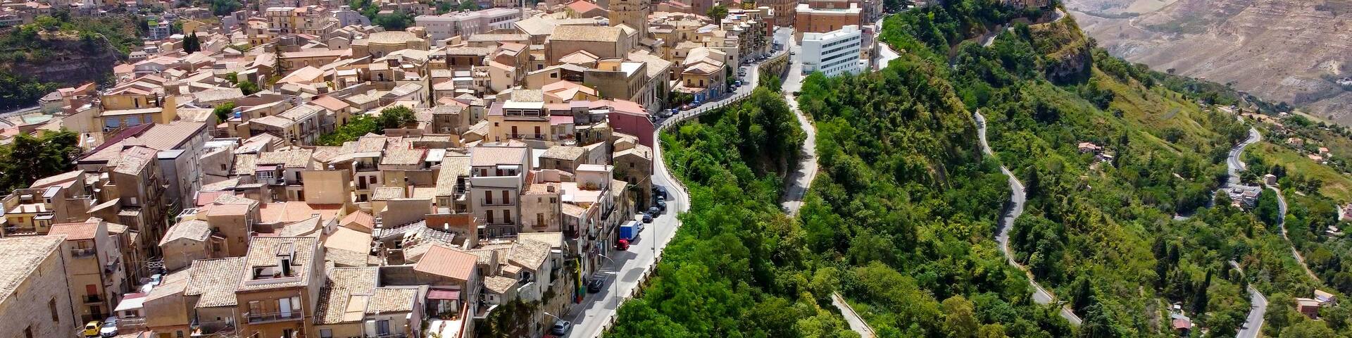 aerial pictures made with a dji mini 4 pro drone over Enna, Sicily, Italy.