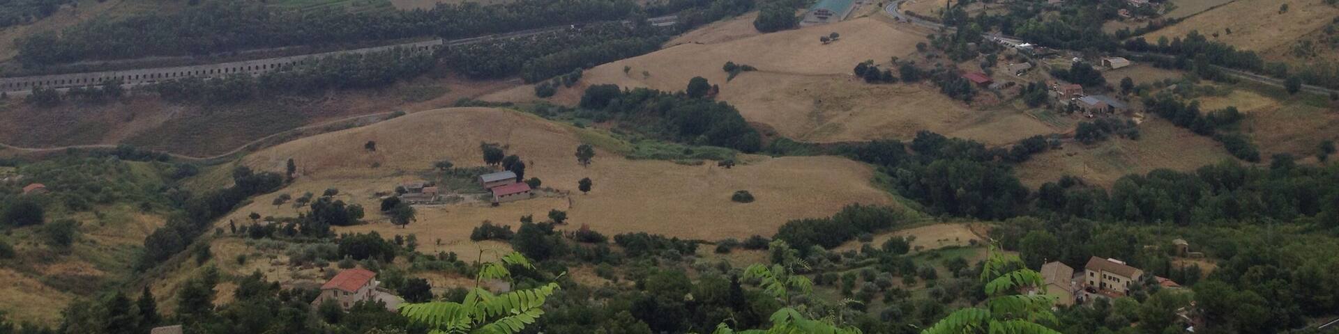 Outlook from Enna, the interior of Sicily, as a thunderstorm passes by..
