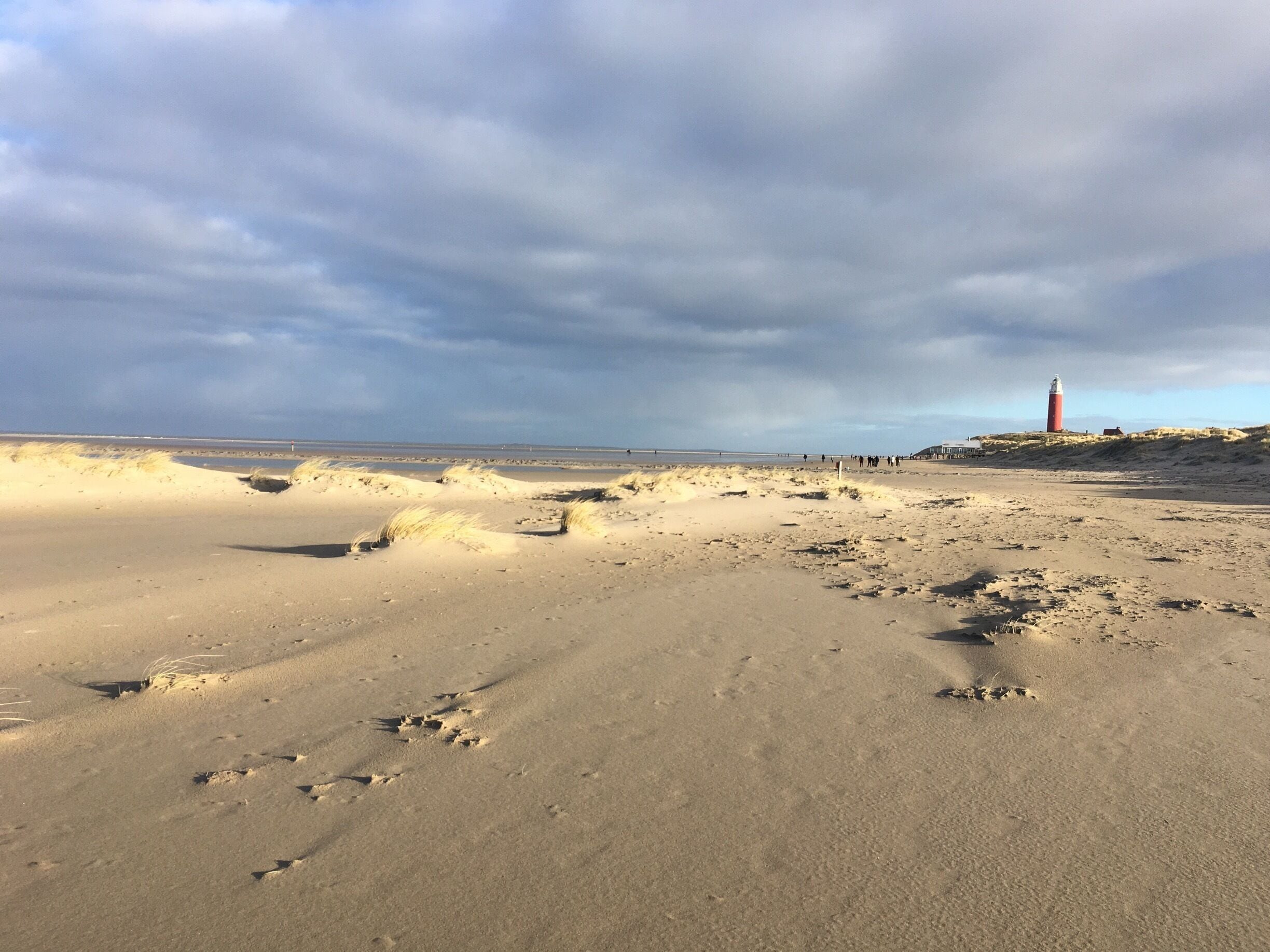 Eierland Lighthouse on the northern tip of the Texel Island ( Netherland).

To get there, take the ferry in Den Helder ( 25€/car). The ferry leaves every hours and the journey takes only 20 minutes. 
Texel acquired a lighthouse in 1864, following many years of campaigning by Texel civil-law notary Kikkert. The seas around the island were so dangerous that many ships sank before the lighthouse was finally built, as explained in a tiny exhibition in the lighthouse itself. During the Second World War, the lighthouse was the site of a major part of the action of the Georgian Rebellion, or Russian War; in fact, the bullet holes are still visible in the walls of the tower.