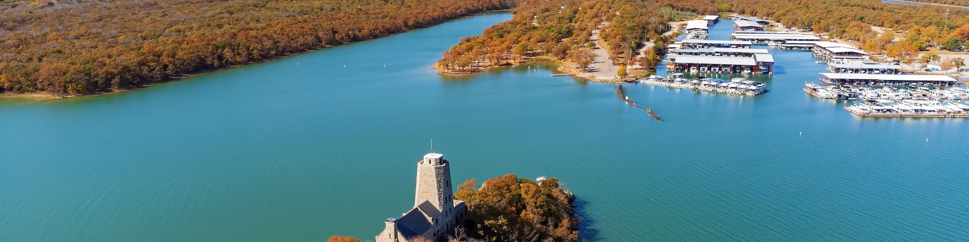 Aerial view of the Tucker Tower of Lake Murray State Park