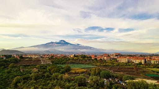 Aerial View of Mount Etna and Aci Sant'Antonio Landscape