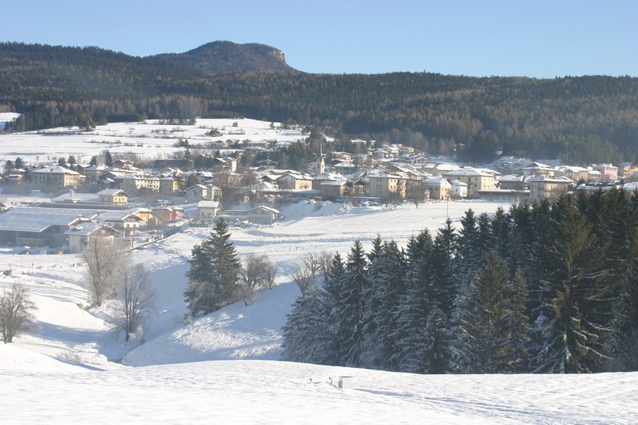 The little town of Cavareno, Val di Non, Trentino , Italy, isolated in the snow