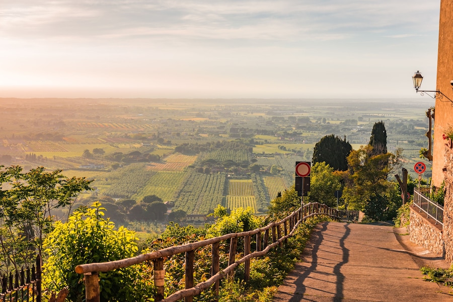 Tuscan countryside from a street of Castagneto Carducci in Italy