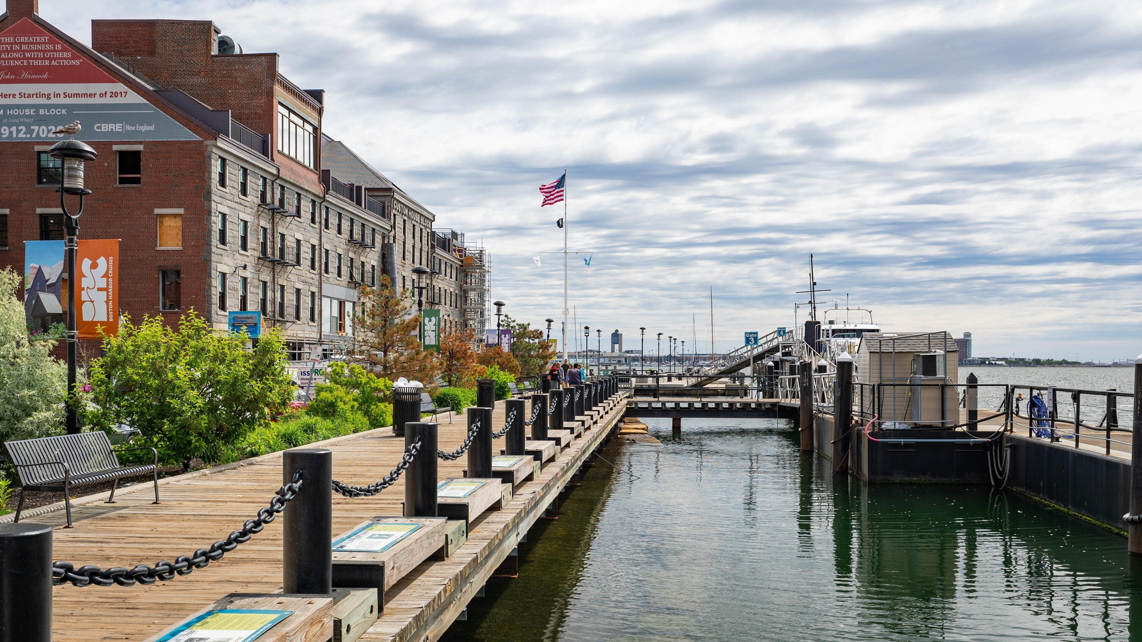 Long Wharf which includes a bay or harbor