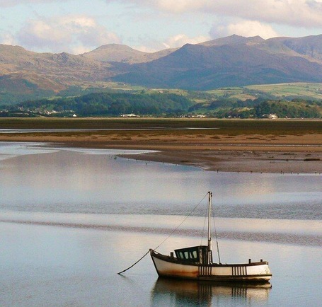 A lonely boat. Facing The Hill (SD1784), Millom, Cumbria UK.