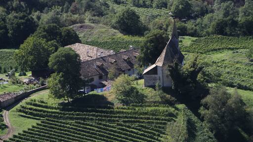 Kiechelberghof und St. Daniel bei Auer von der Montaner Kehre aus