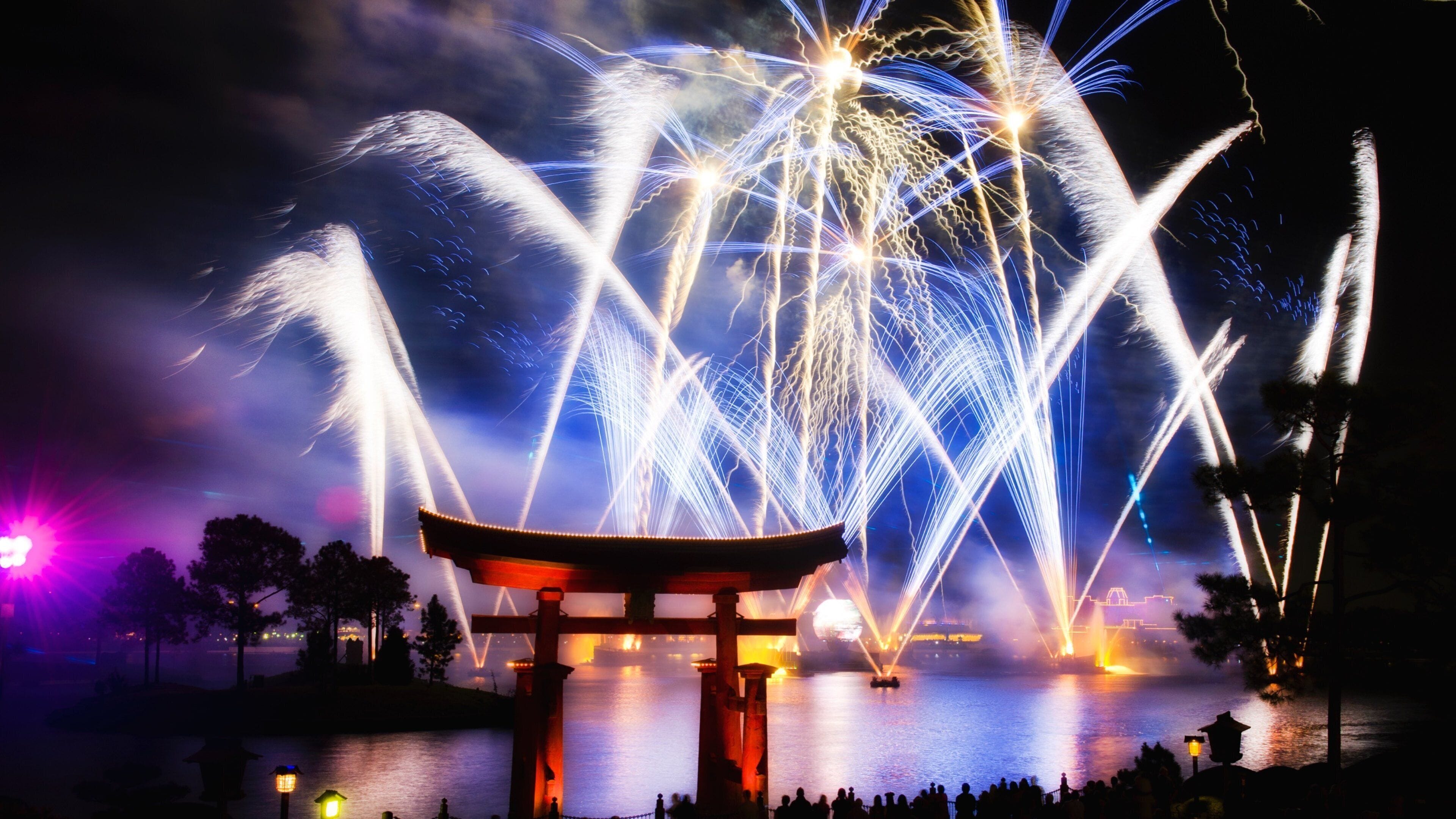 Epcot® featuring a fountain and night scenes
