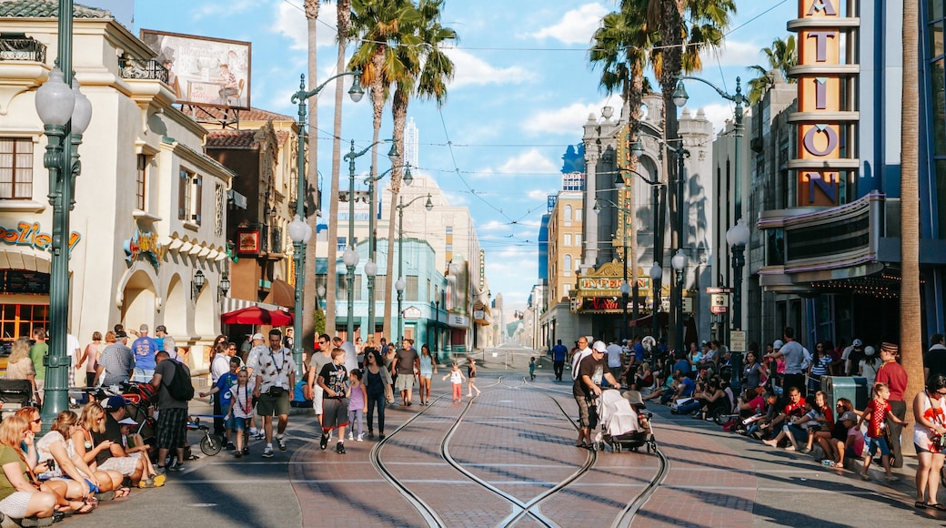 Disney California Adventure® Park showing street scenes and rides