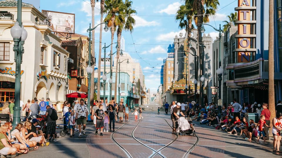 Disney California Adventure® Park showing street scenes and rides