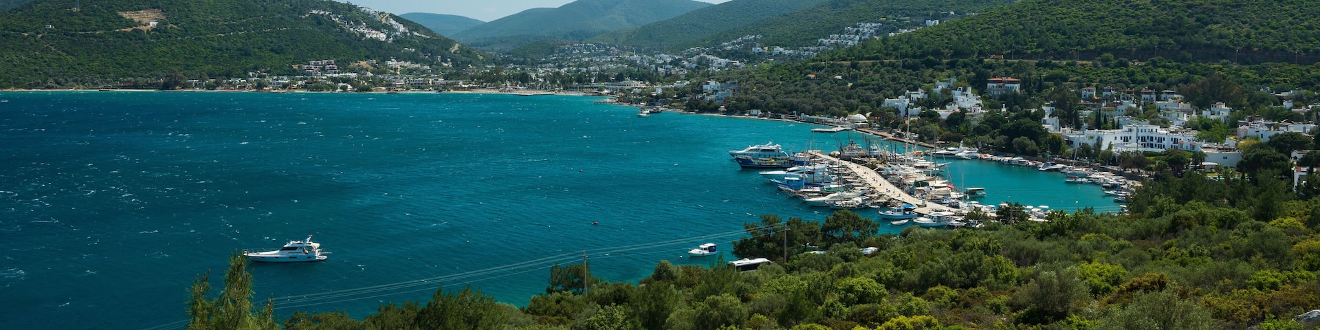 Panoramic view of Torba Bay, Bodrum, Turkey