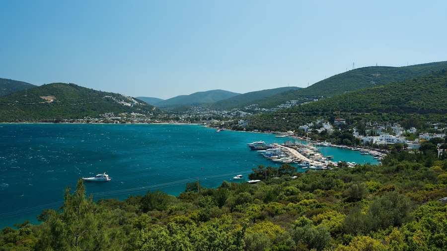 Panoramic view of Torba Bay, Bodrum, Turkey