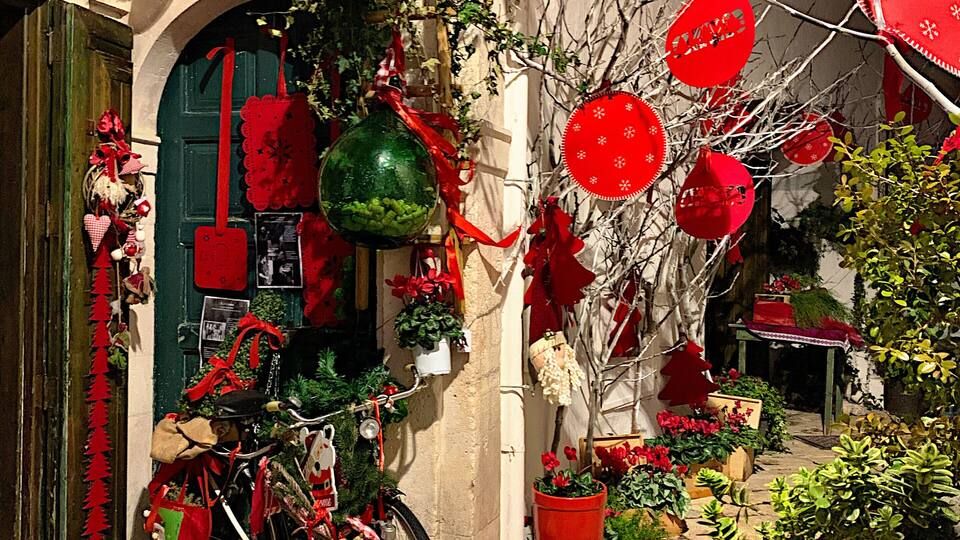 Braulifully decorated for Xmas old town Locorotondo.
