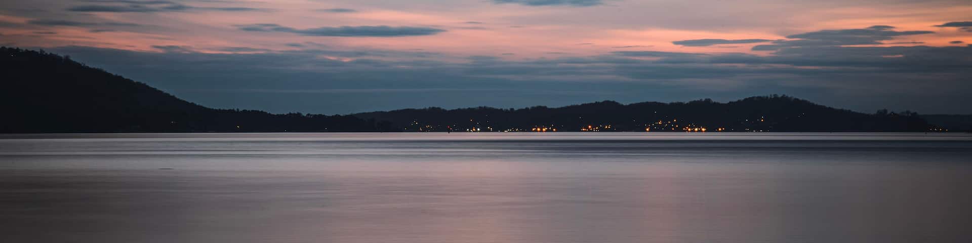 sunset over the lake