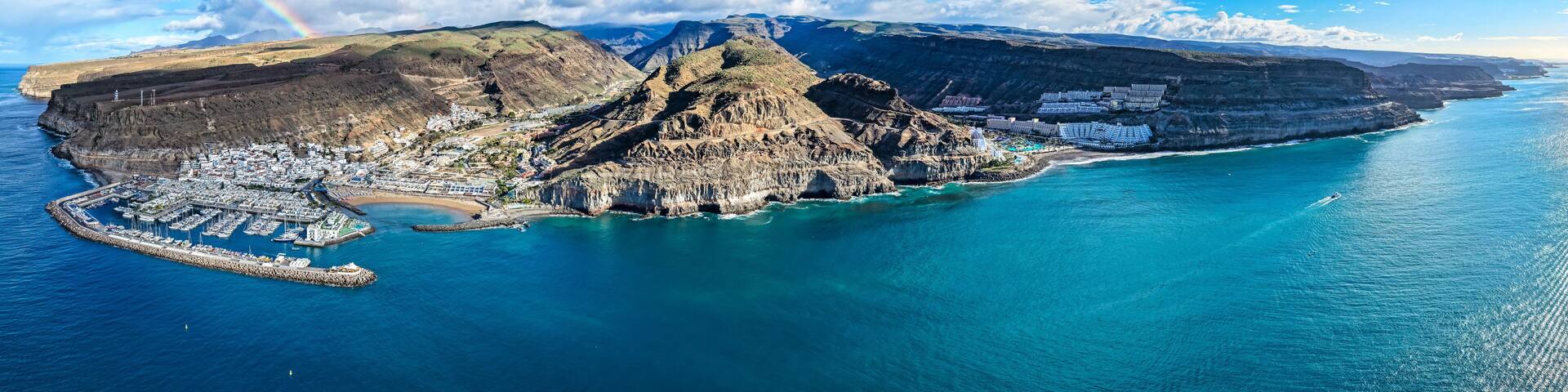 Puerto de Mogán and Taurito Coastal Panorama, Gran Canaria, Canary Islands - 4K Aerial View
