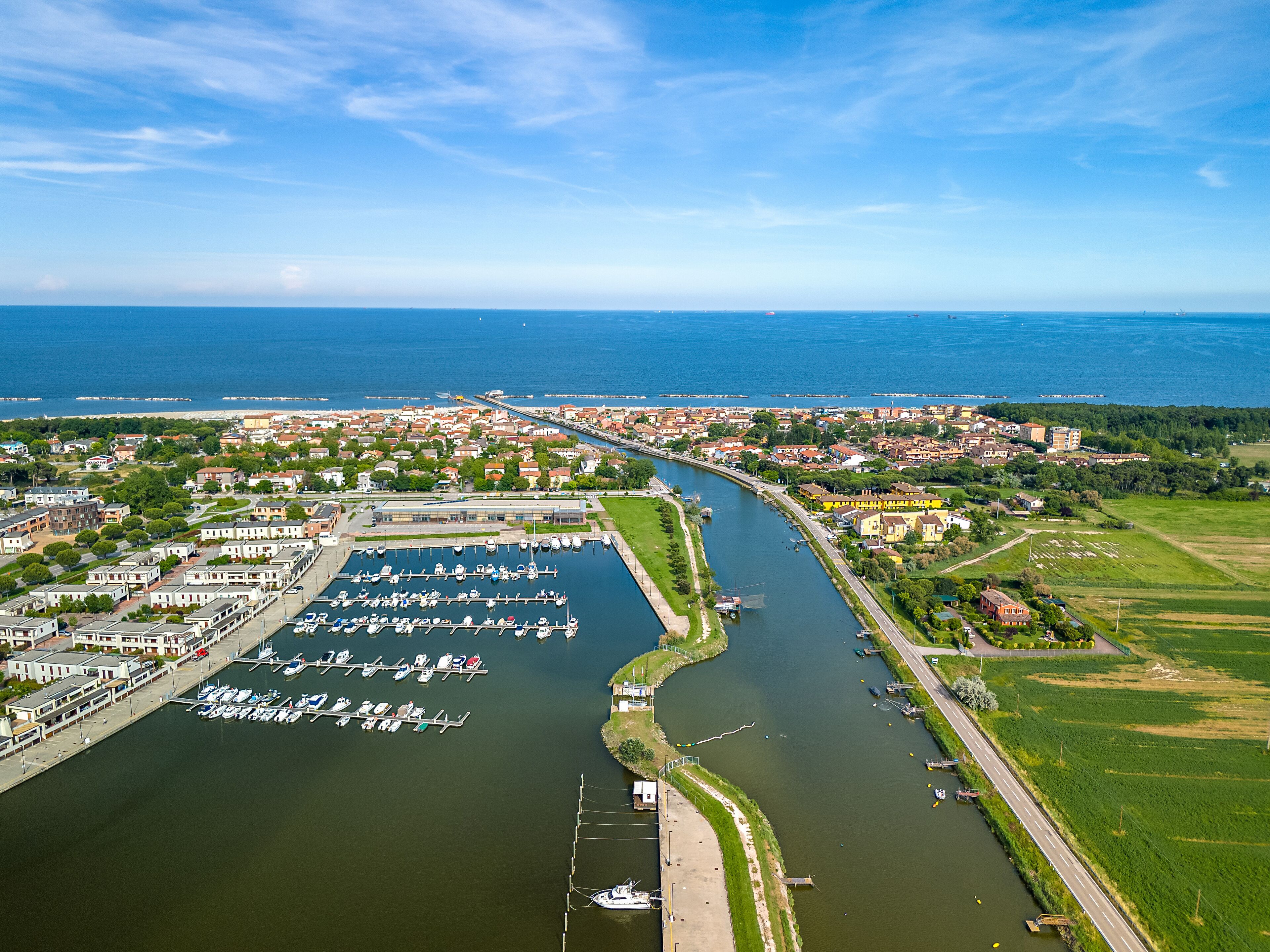 Aerial View Over Casal Borsetti, Province of Ravenna, Italy 