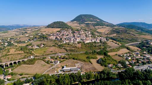 Aerial photo of Compeyre village in the Aveyron