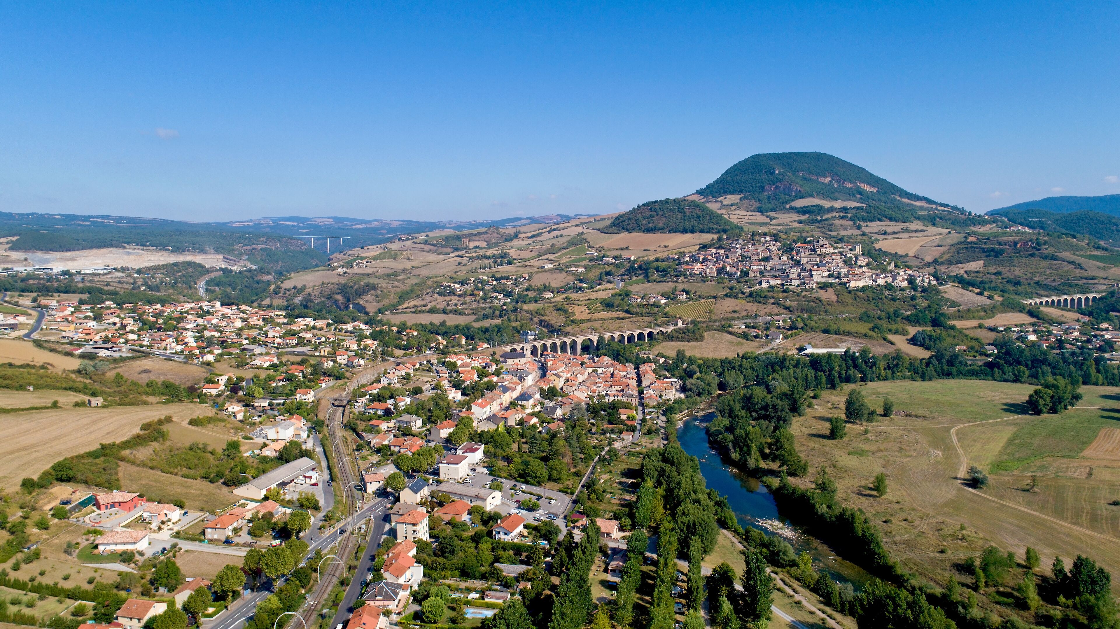 Aerial view of Aguessac and Compeyre villages in the Aveyron