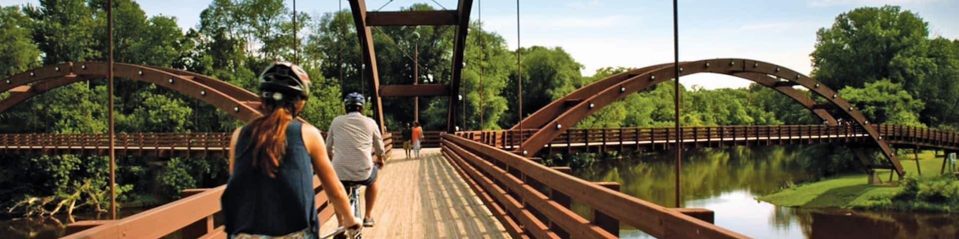 Midland which includes a river or creek, a bridge and cycling