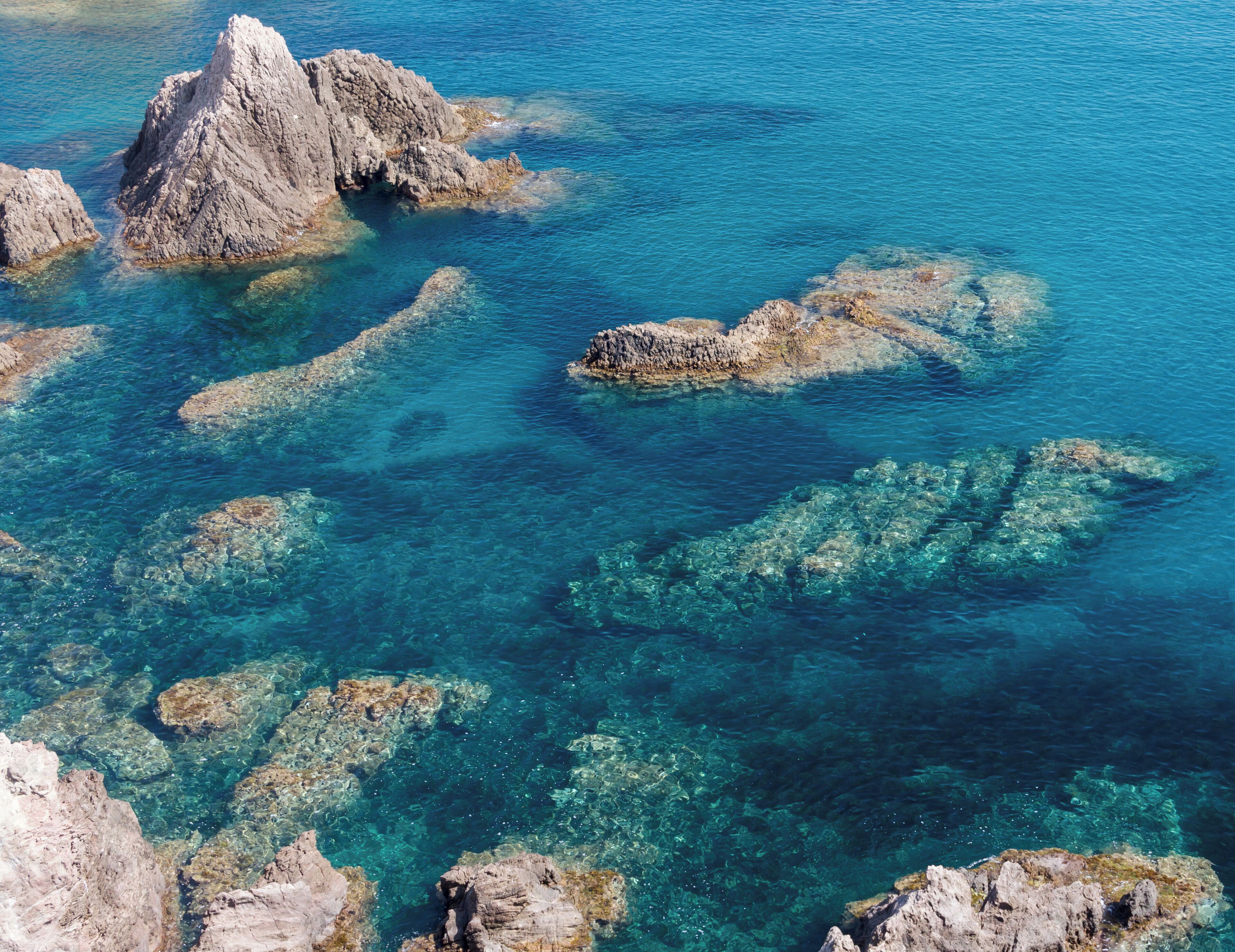 Cabo de Gata, rocks and sea, Andalusia, Spain.