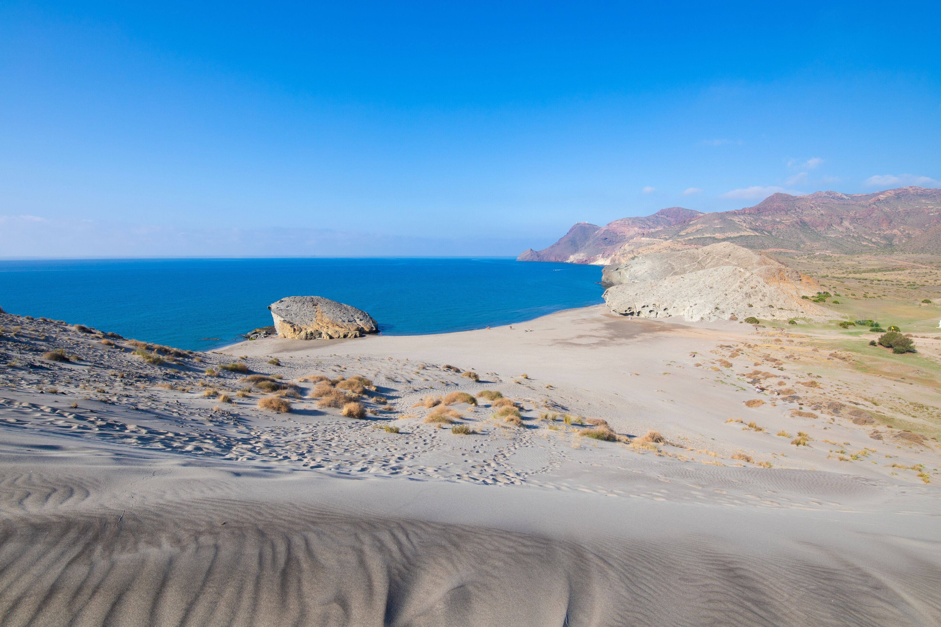 awesome scenic of Monsul Beach from top of the dune in Cabo de Gata Natural Park
