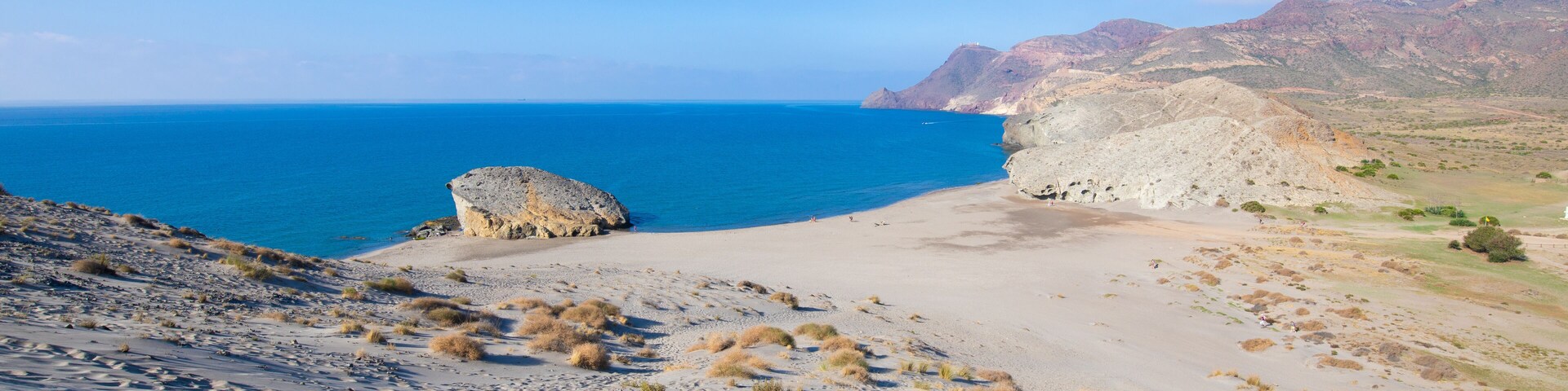 awesome scenic of Monsul Beach from top of the dune in Cabo de Gata Natural Park