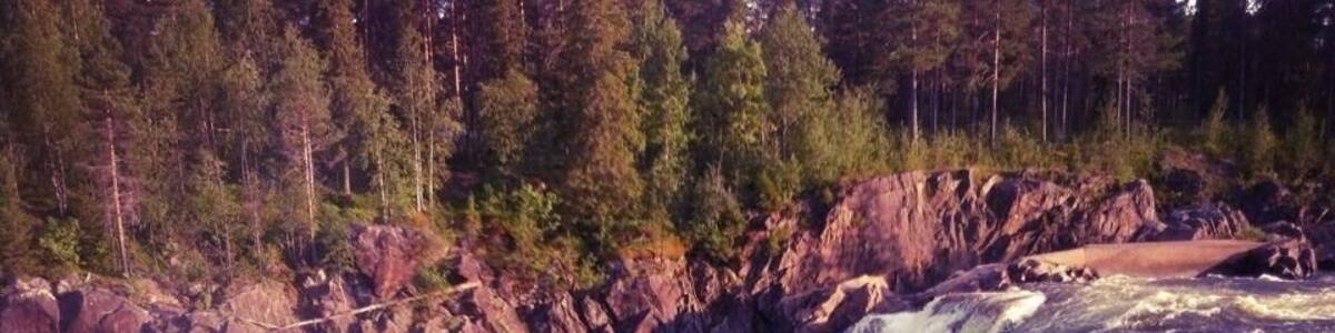Waterfall along the road in the Northern Sweden.