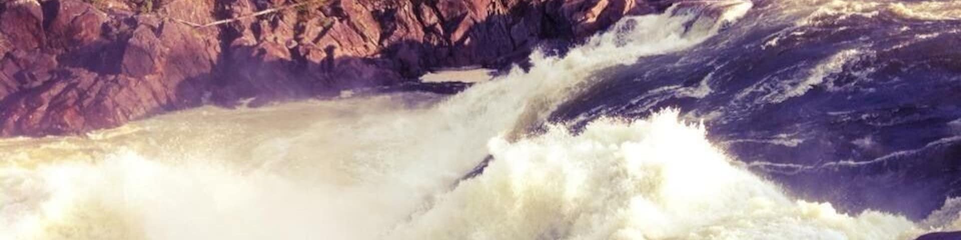 Waterfall along the road in the Northern Sweden.