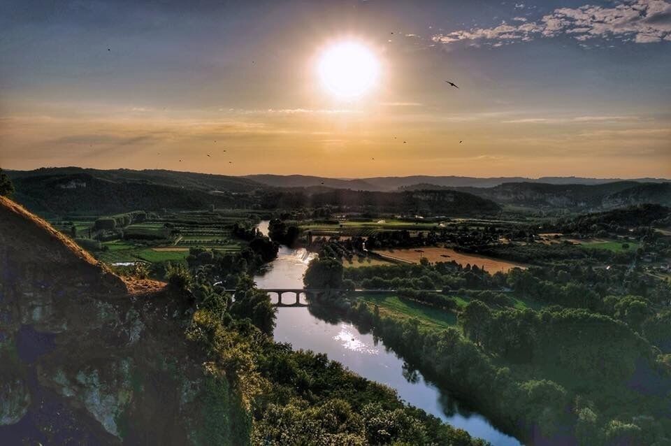 Sunset over the Dordogne River from above in Domme.