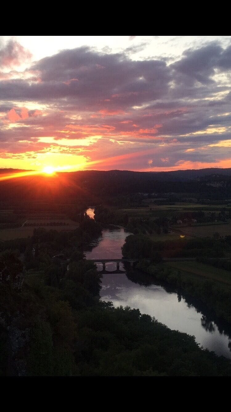 Domme at dusk. View from the top. There is a great market there on a Thursday 