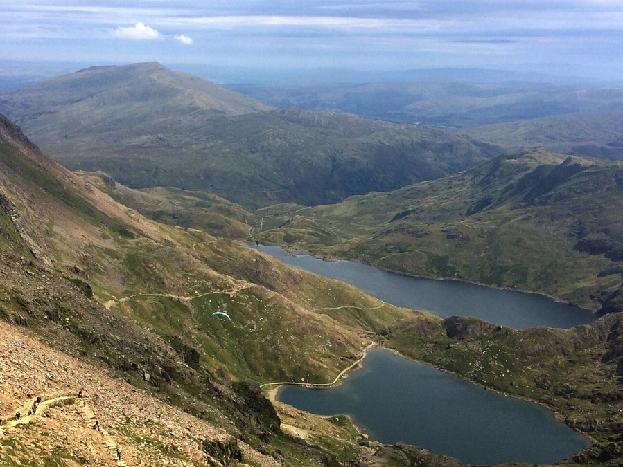 The view from the top of Mount Snowdon is worth the climb...and watch the paragliders below #EndlessSummer