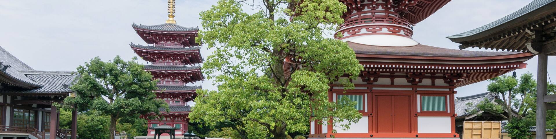 境内から多宝塔と五重塔を同時に望む