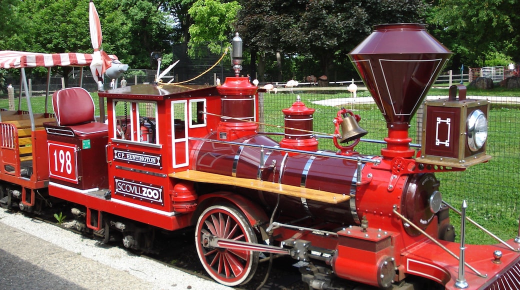 Decatur showing railway items and a park