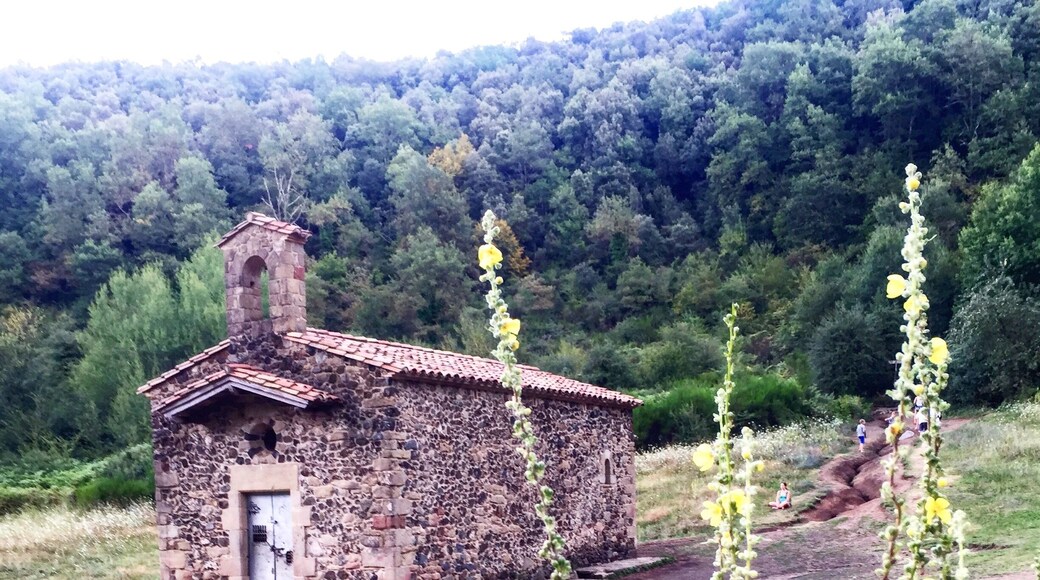 The Santa Margarida Volcano (Catalan: VolcĂ de Santa Margarida) is a volcano in the comarca of Garrotxa, Catalonia, Spain. The volcano has a perimeter of 2 kilometers and a height of 682 meters and is part of the Garrotxa Volcanic Zone Natural Park. The hermitage of Santa Margarida, after which the volcano was named, is inside the crater of the volcano. The building was destroyed in 1428 during the 1428 Catalonia earthquake and rebuilt in 1865.