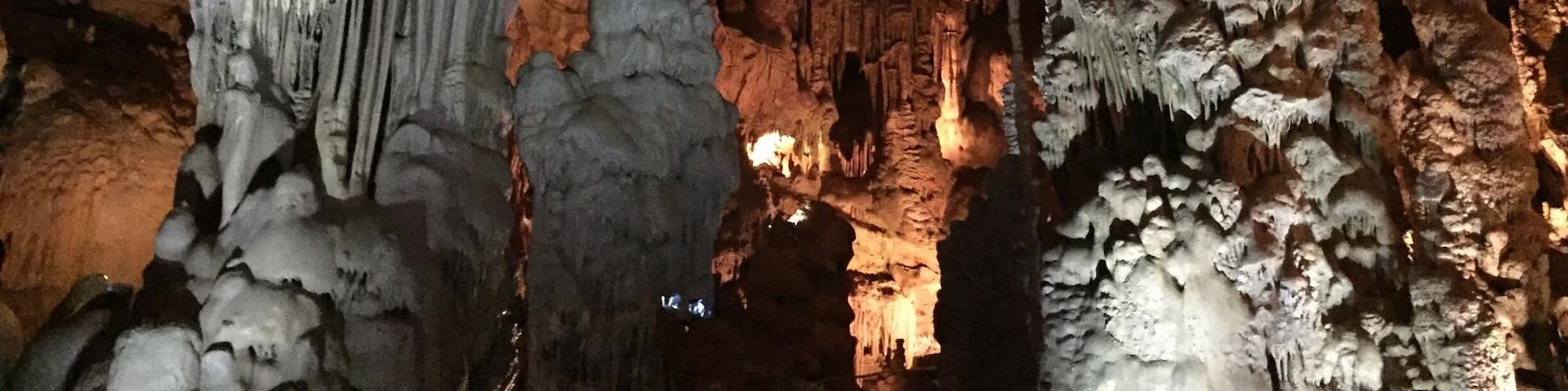 The namesake stalactites forming the "cathedral" within Cathedral Caverns